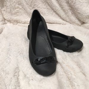 Black Crocs Flats